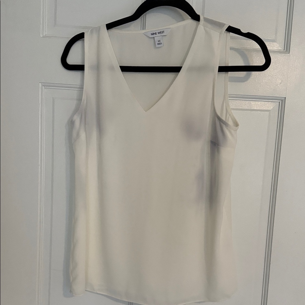 Nine West Women's Elegant Cream V-Neck Blouse